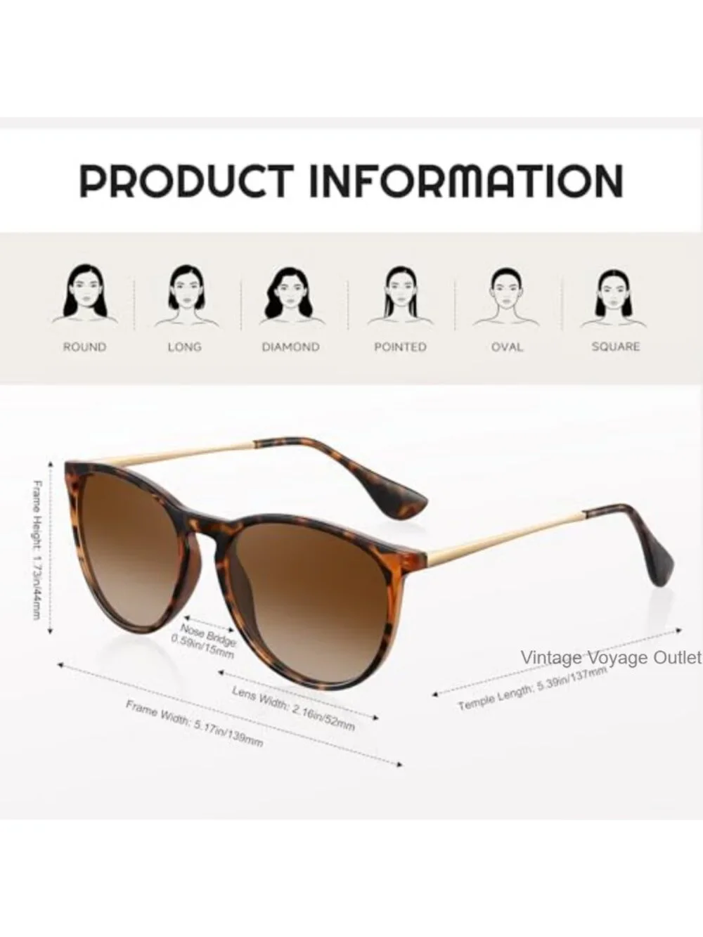Retro Polarized Round Sunglasses with UV Protection, Lightweight Metal Frame